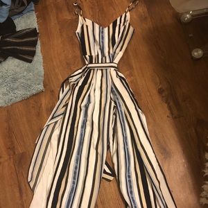 Striped jump suit